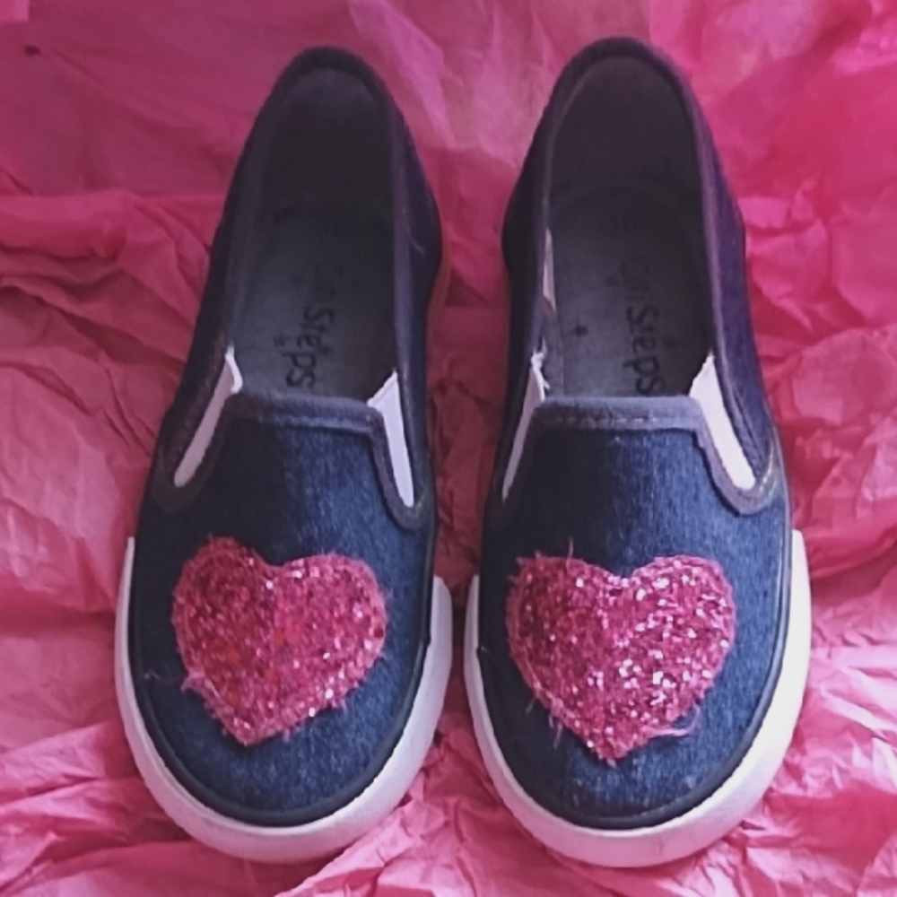 Heart Glitter Kids Slip-On Shoes